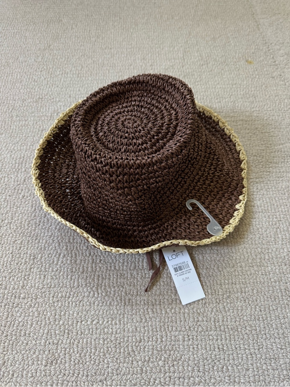 LOFT Brown Straw Sun Hat- bucket hat